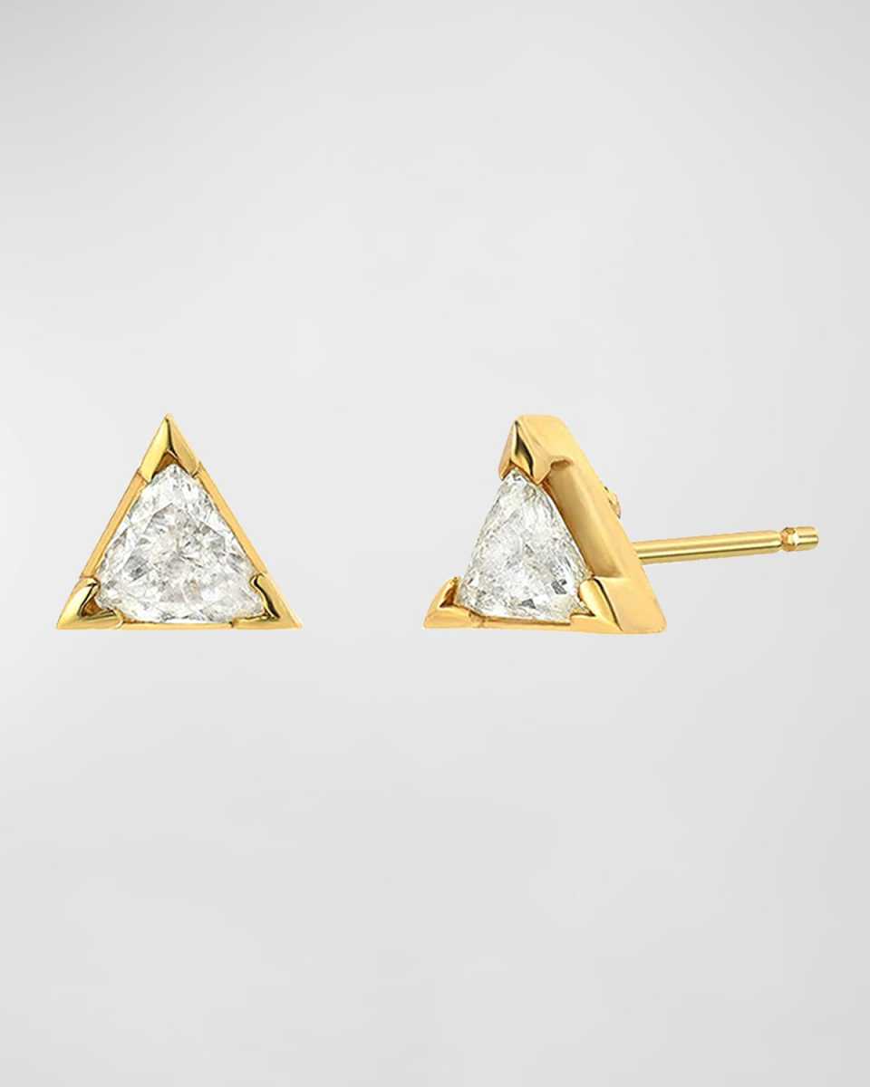 14K Gold Diamond Trillion Stud Earrings